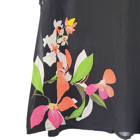 Sleeveless Black Floral Sequin Print Women’s Top - Picture 6 of 9